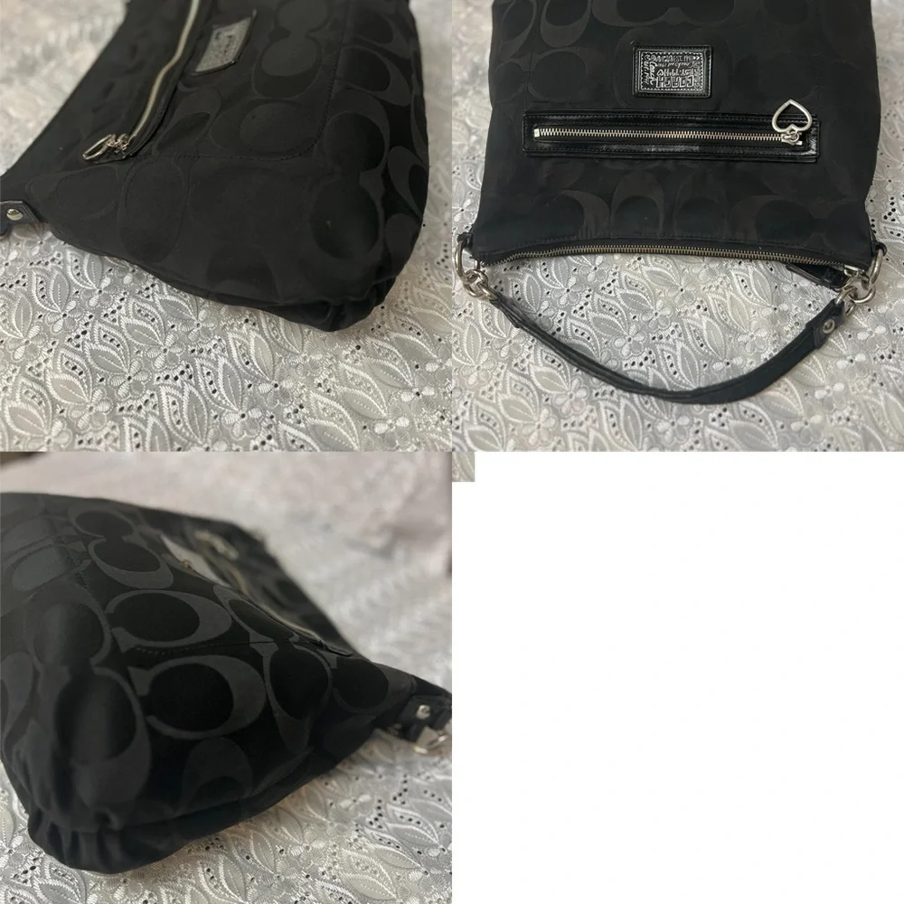 Coach F20064 Black Hobo Bag with Signature Style